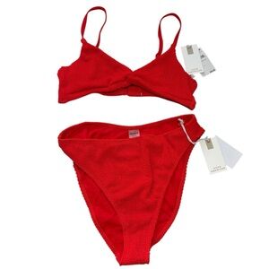 Good American Always Fits Twist Bikini Set Poppy Red NWT Size M / L